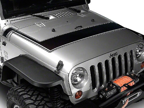Retro Style Black and Gray Pinstriped Hood Stripes Vinyl Decal for Jeep Wrangler JK