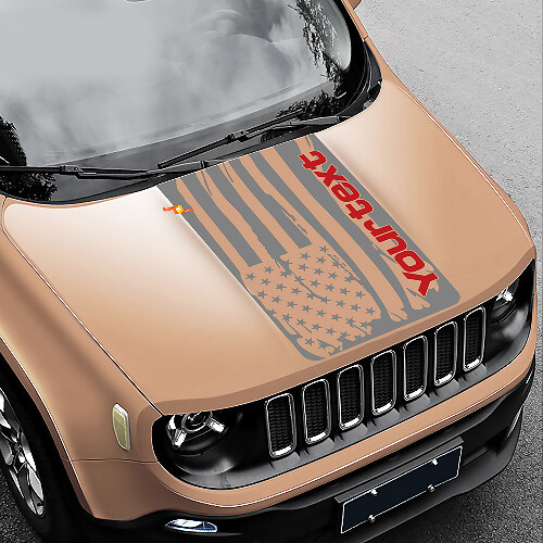 Distressed American Flag Hood Vinyl Sticker Decal for Jeep Renegade 1