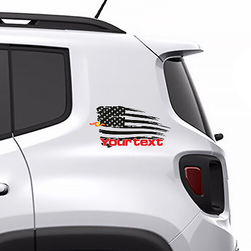 Distressed American Flag Rear Side Graphic Vinyl Decal Sticker for Jeep Renegade