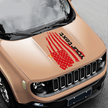 Distressed American Flag Hood Vinyl Sticker Decal 2 for Jeep Renegade 2