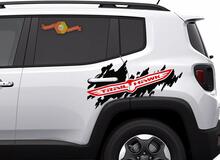 2 Color Trail Hawk TrailHawk Jeep Renegade Cherokee Side Splash Logo Vinyl Sticker Decal 2