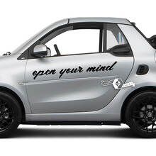 Pair Lettering Open Your Mind. - Smart Car Emblem Logo Vinyl Decal Sticker For Smart 2