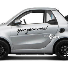 Pair Lettering Open Your Mind. - Smart Car Emblem Logo Vinyl Decal Sticker For Smart 3