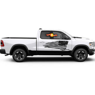 Distressed Flag Graphic Decal Side body Fits any Truck Dodge Ram American USA