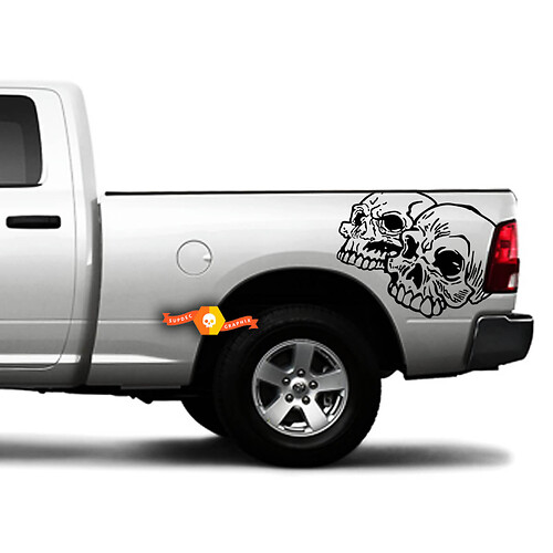 Two Skulls Bedside Vinyl Decal Sticker for Toyota Tacoma