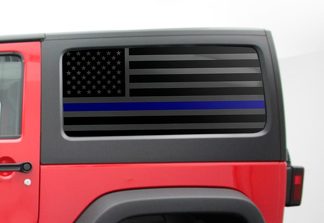 Blue Line 2 Door Jeep Hardtop Flag Decal Regular USA American Wrangler JK