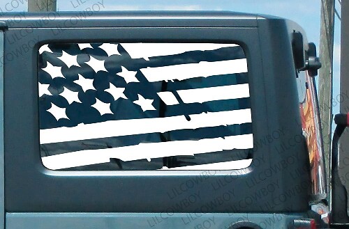 Distressed USA Flag Side Window Vinyl Sticker Decal for Jeep Wrangler JKU