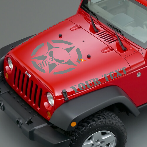 Punisher Skull Army Star Hood Vinyl Decal Sticke for Jeep Wrangler