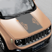 Mountains Style Blackout Vinyl Hood Sticker Decal for Jeep Renegade 2