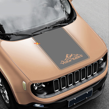 Mountains Style Blackout Vinyl Hood Decal 2 for Jeep Renegade 2