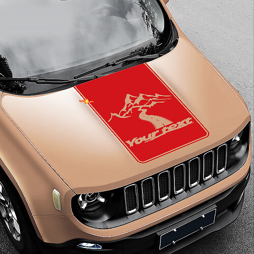 Road To Mountains Style Blackout Vinyl Hood Sticker Decal for Jeep Renegade