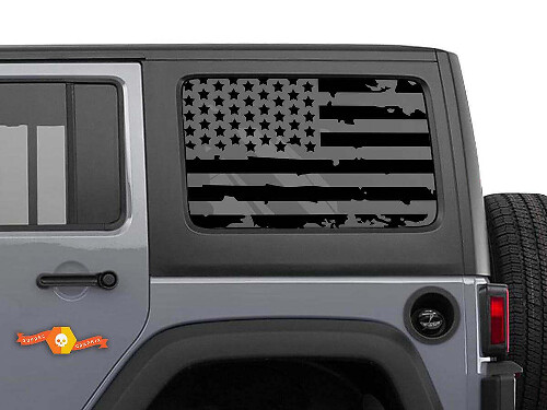 Distressed American Flag Hardtop Window Decal Set for Jeep Wrangler JKU