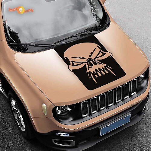 Hood Skull Grunge Graphics Vinyl Decal Sticker Side for Jeep Renegade