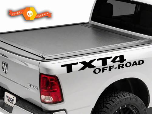 TXT4 Off Road Lettering Pair Bedside Vinyl Decal Sticker for Dodge Ram 1500