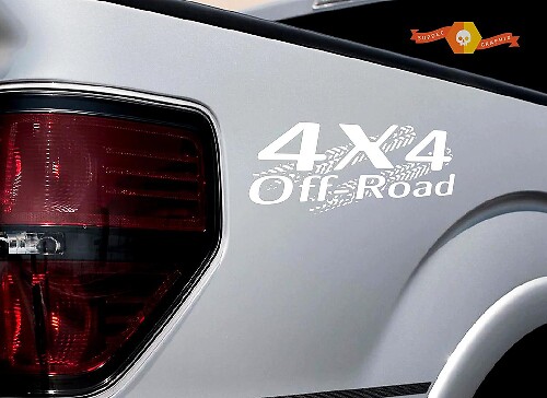 4x4 Off Road Tire Track Vinyl Decal White for Ford Truck