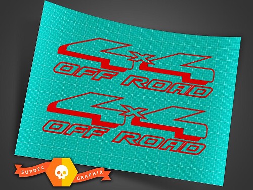 Red 4x4 Off Road 4WD Voluminous Text Vinyl Decals for Ford Truck