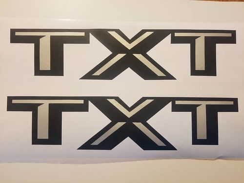 TXT Chrome Outline Lettering Side Vinyl Decal Set for Musclecar truck