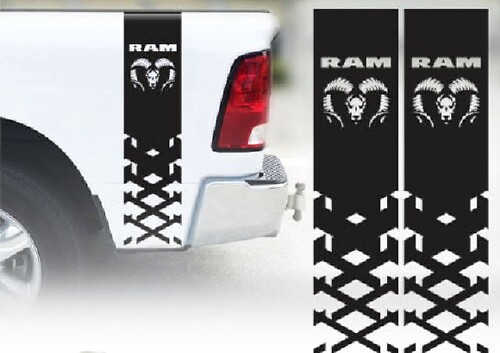 Branded Accent Stripes Bedside Vinyl Decal Sticker for Dodge Ram 1500