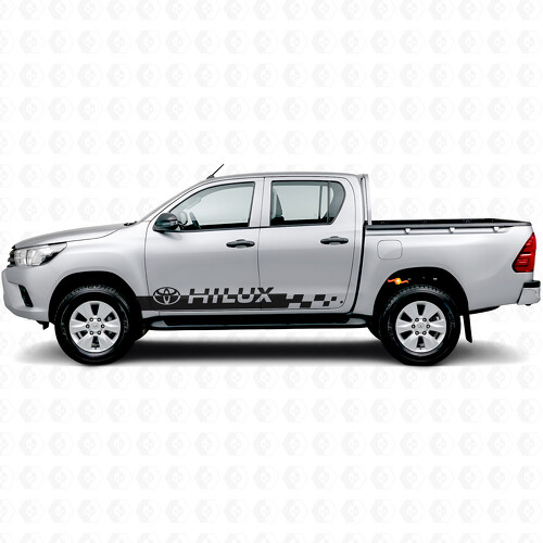 Hilux Logo Checkered Stripes Side Vinyl Decal Sticker for Toyota Hilux