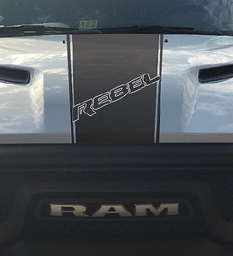 Rebel 5.7L Hood Racing Stripe Vinyl Decal Sticker 2 for Dodge Ram (Factory Style)