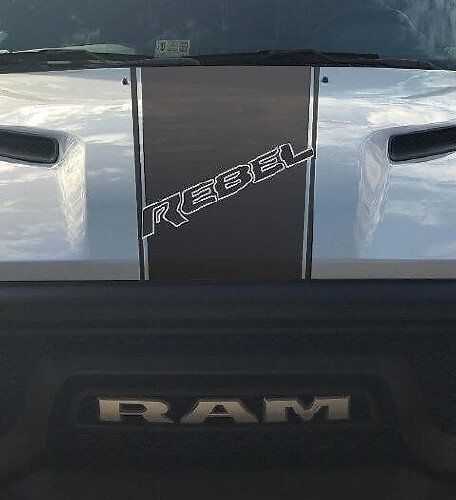 Rebel 5.7L Hood Racing Stripe Vinyl Decal Sticker  for Dodge Ram (Factory Style)