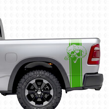 Outline Stripes with Skull Bedside Vinyl Decal Sticker for Dodge Ram 1500_3