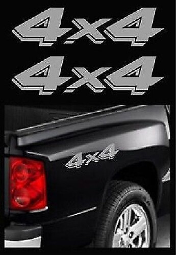 2x 4x4 Off Road Silver Vinyl Decal Stickers for Dodge Ram / Dakota Sport Truck