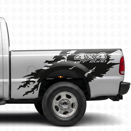4x4 Off Road Torn Bedside Vinyl Decal Sticker for Ford F-250 1999-2006