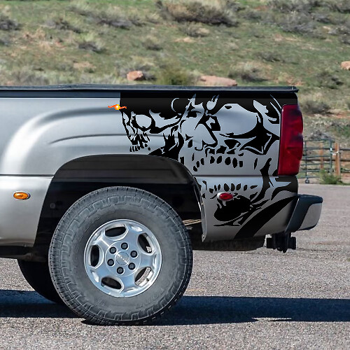 Chevrolet Silverado 1999-2007 Custom Vinyl Sticker Decal Wrap Kit - Double Skull