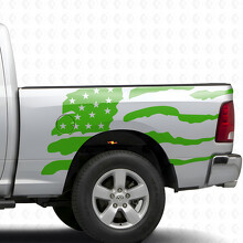 USA Flag in Splash Style Bedside Vinyl Decal Sticker for Dodge Ram 1500_3