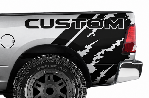 CUSTOM Torn Quarter Wrap Bedside Vinyl Decal Sticker for Dodge Ram 1500 / 2500 / 3500 2009-2018