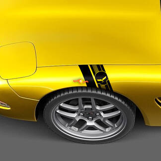 Chevrolet C5 Corvette fender hash marks Jake punisher skull Decal Sticker
