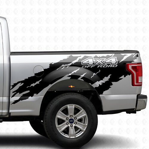 4x4 Off Road Distressed Style Bedside Vinyl Decal Kit for Musclecar truck 2015-17