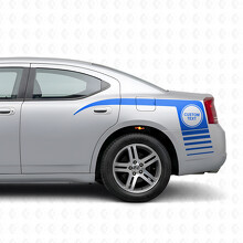 Custom Text in Circle & Strobe Stripes Side Vinyl Decal Sticker for Dodge Charger 2006-2010_2