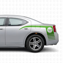 Custom Text in Circle & Strobe Stripes Side Vinyl Decal Sticker for Dodge Charger 2006-2010_3
