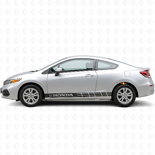 Branded Stripes Side Vinyl Decal Sticker for Honda Civic Coupe 