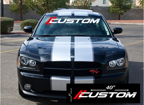 CUSTOM Twin Slash Lettering Windshield Vinyl Decal Sticker for Dodge Charger