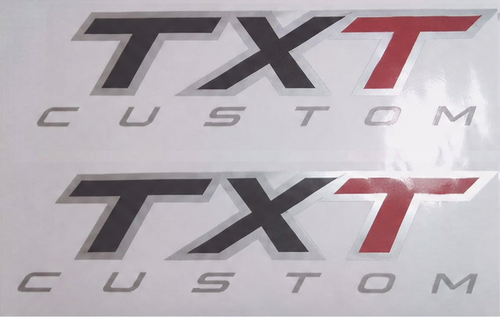 Txt Custom Red Gray Outline Lettering Side Vinyl Decal Pair STX Sport Style for Truck - Black Matte Gray