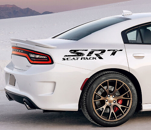 SRT Scat Pack Distressed Style Side Vinyl Decals for Dodge Charger Challenger