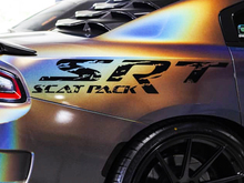 2x SRT SCAT PACK in Grunge Distressed style Side Splash Vinyl Sticker Decal for Dodge Charger Challenger Scatpack 2
