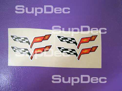 Crossed Flags Wheel Center Cap Vinyl Decals for Chevrolet Corvette C6 
