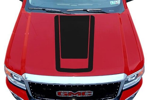 Gmc Sierra (2014-2017) Custom Vinyl Hood Sticker Decal Wrap Kit - Blackout V3