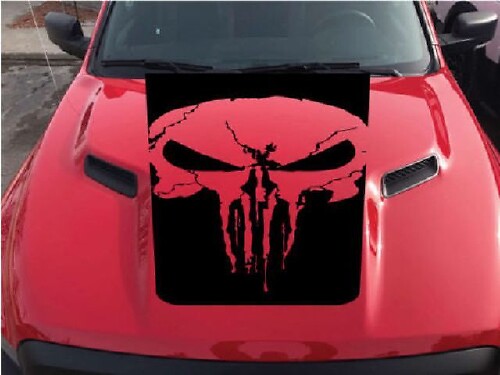 Punisher Skull Hood Vinyl Decal for Dodge Ram Truck