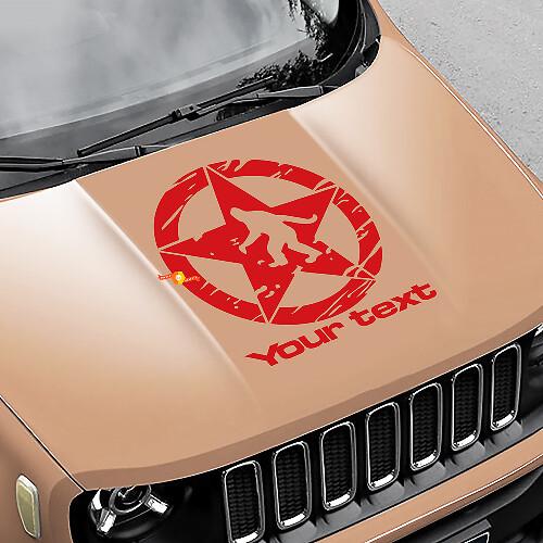 Yeti Sasquatch Army Star Distressed Scratched Hood Vinyl Decal Sticker for Jeep Renegade