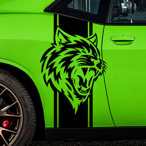 Custom Cat Head Pinstripe Pair Rear Fender Vinyl Decal Sticker for Dodge Challenger Hellcat