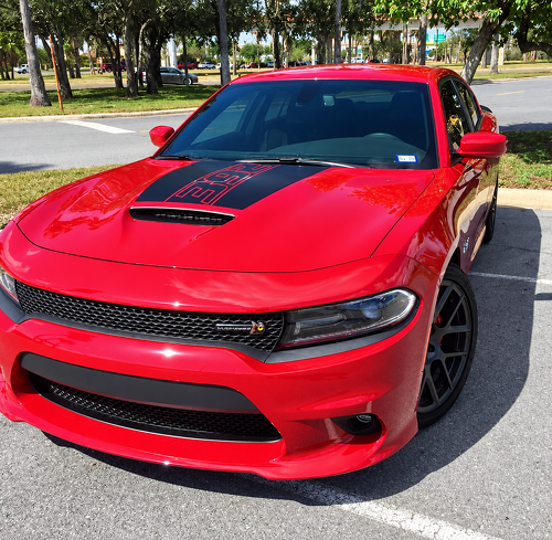392 Outline Daytona Style Three-Piece Set Hood Vinyl Decal Sticker for Dodge Charger 2015-2018