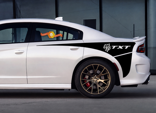 TXT Cat Head Split Quarter Wedge Set Rear Fender Vinyl Decal Sticker for Dodge Charger Hellcat 2015-2017