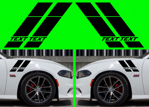 Scat Pack Style TEXT TEXT Double Hash Stripe Pair Fender Hood Vinyl Decal Sticker for Dodge Charger 2015-2017
