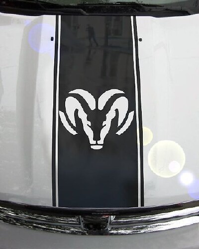 Ram Head Hood Stripes Vinyl Decal Sticker Graphic DH-004A for Dodge Ram 1500 2500 3500