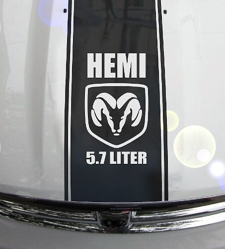 Hood Stripes Vinyl Decal Sticker Graphic DH-008A for Dodge Ram 1500 2500 3500